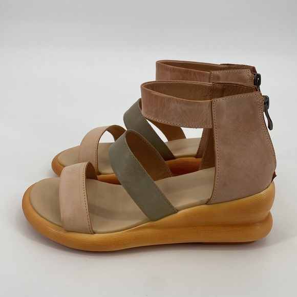 HZM Pink & Green Triple-Strap Leather Gladiator Sandal Size 6 (EU36) - Picture 4 of 12